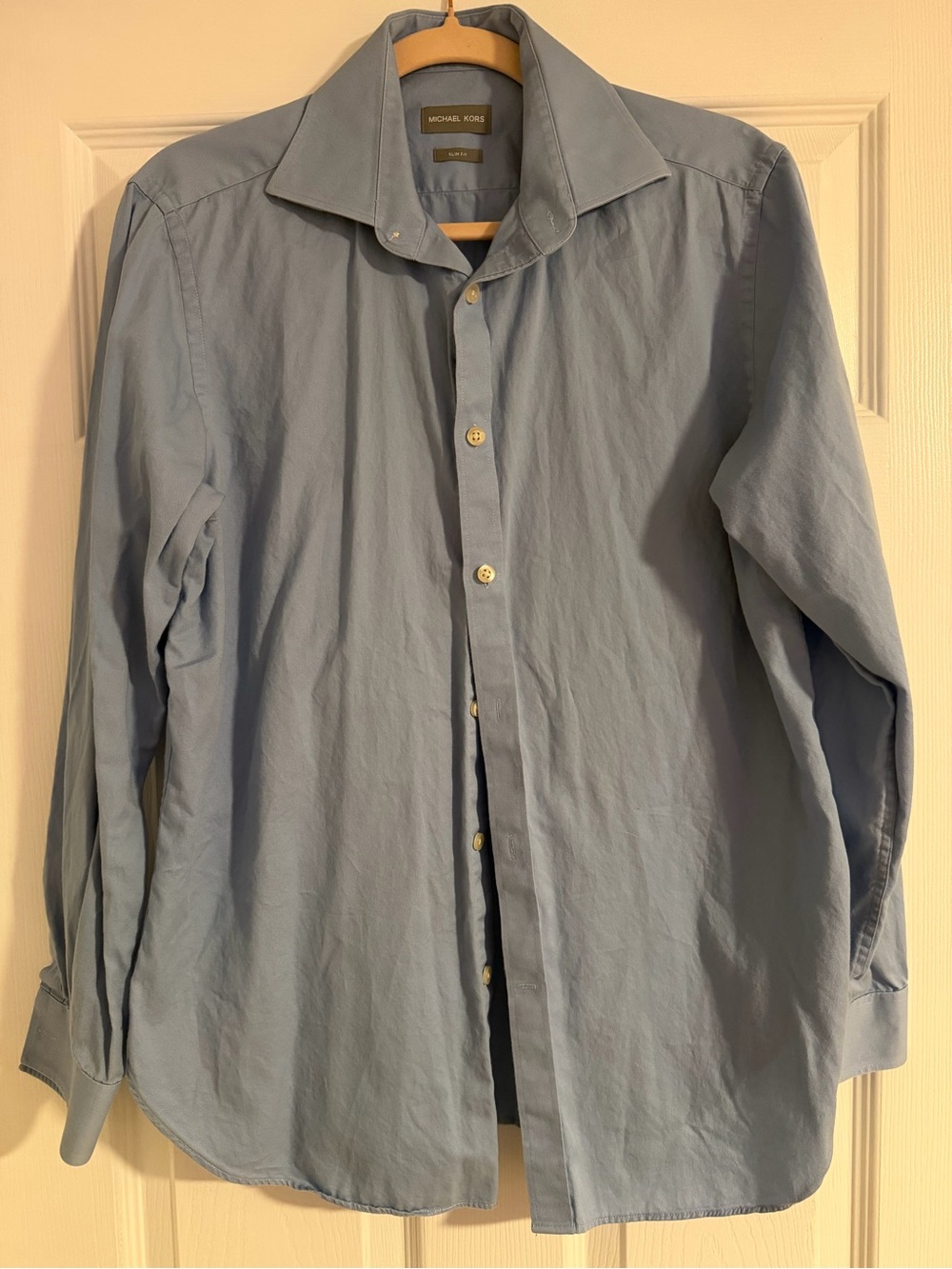 Michael Kors Men's Pale Blue Dress Shirt - Classic Spread Collar Size M Slim